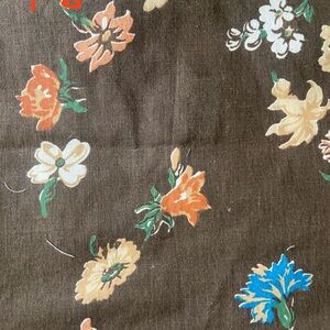 Floral Cosmetic Pouch in Brown with Multicolor Blooms